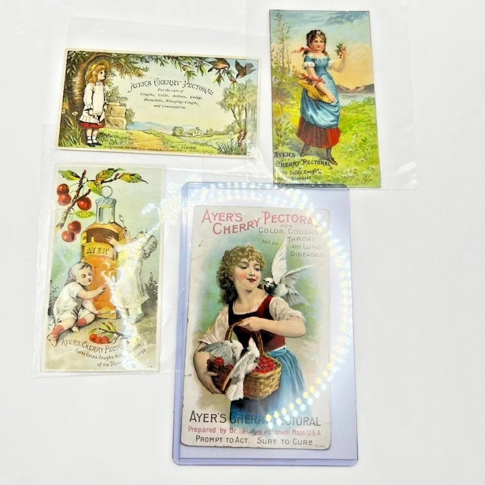 Vtg Advertising Trading Card - 4 Ayer's Cherry Pectoral Lowell MASS Pharmacy